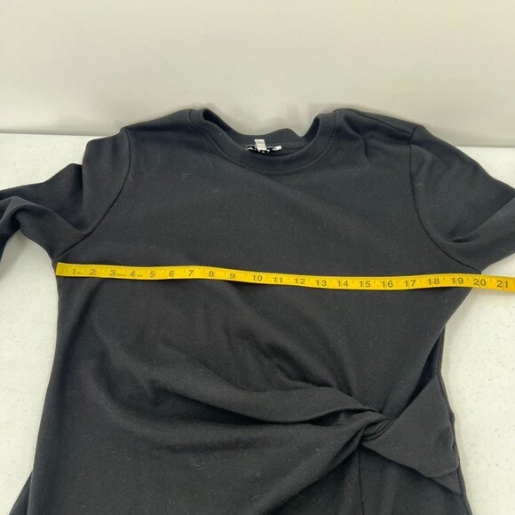 Tanya Taylor Blakely Dress 2X Black Knit Midi Maxi Long Sleeve Side Knot Ruched - Picture 4 of 9